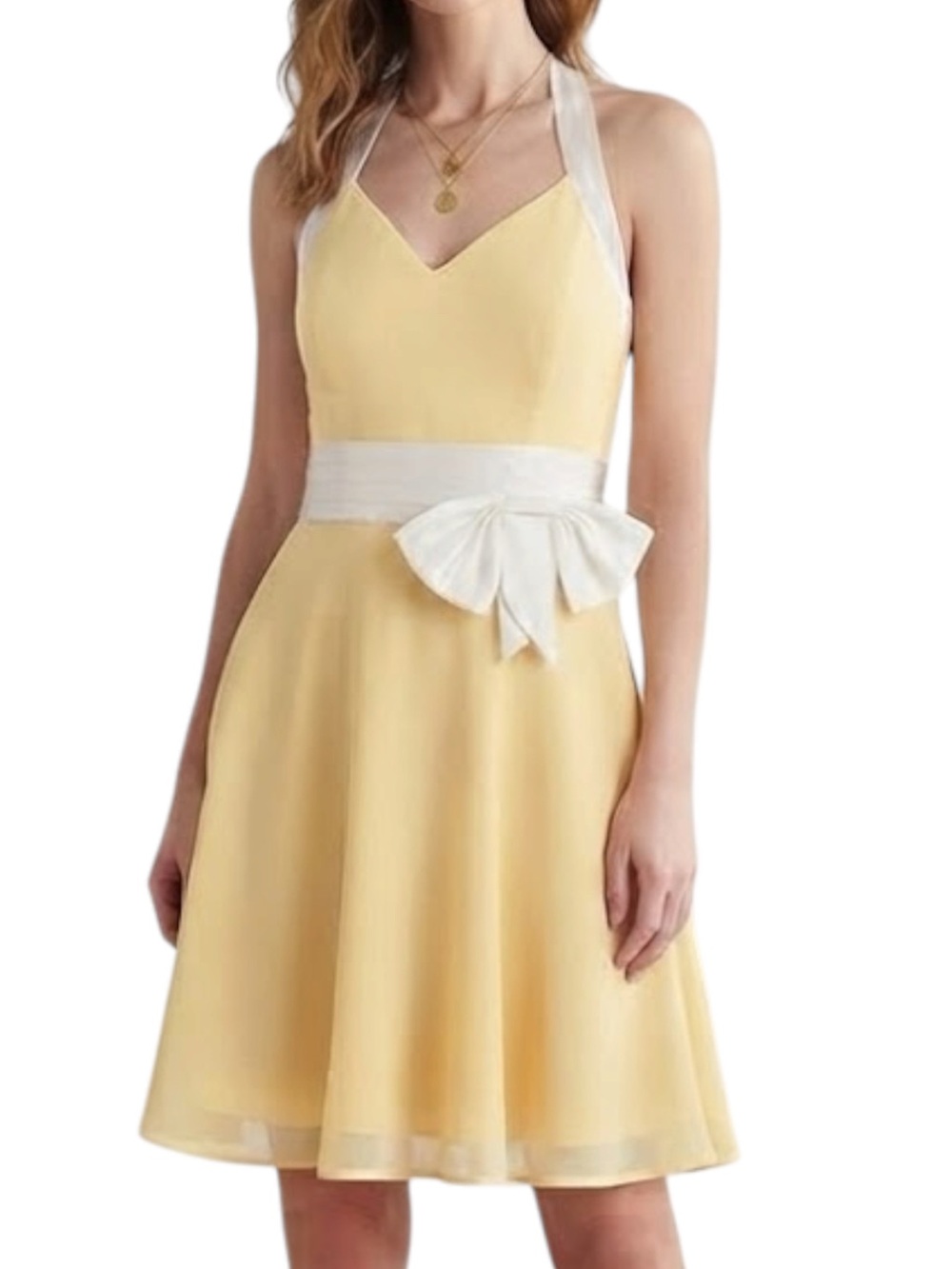 Alfred Angelo Yellow Halter Neck Fit Flare Cocktail Dress 10